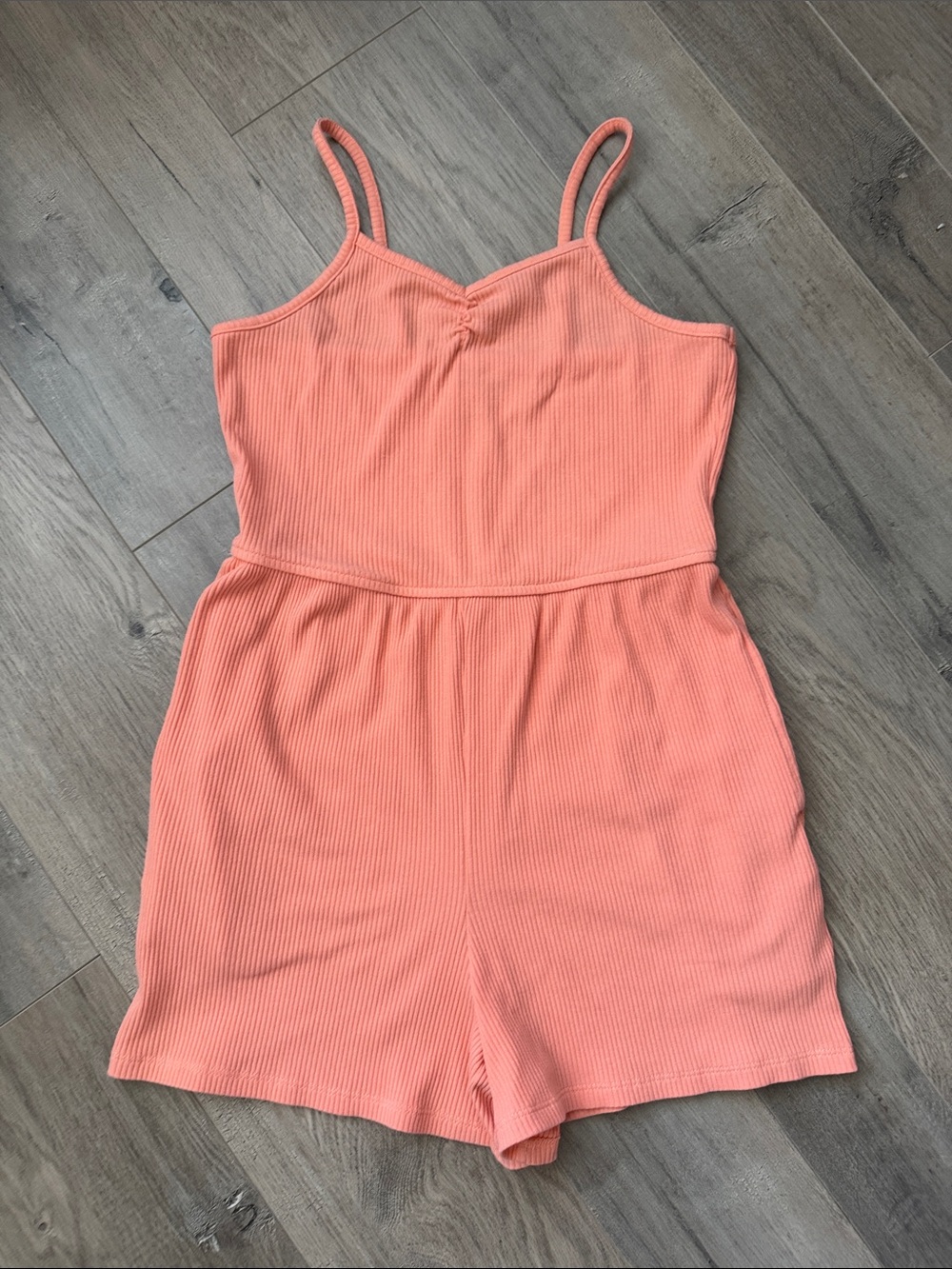 Old Navy Coral Ribbed Spaghetti-Strap Romper